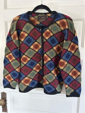 El Dorado 100% Baby Alpaca Knit Cardigan Sweater from Peru. Adorable! Size Large